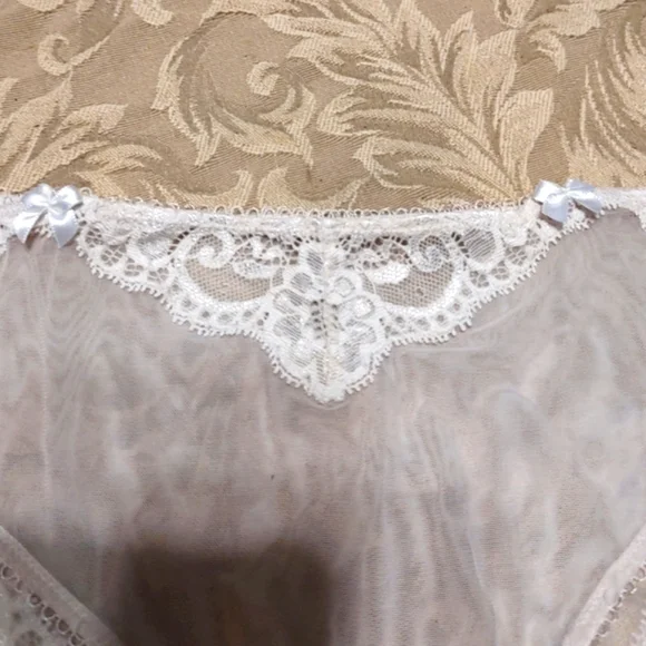 🌹🕊️🌹Exquisite VS Vtg Deadstock 90's White Sheer Mesh & Lace Panties - M - Picture 4 of 9